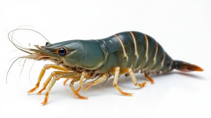 Raw Black Tiger Prawns Isolated on White Background