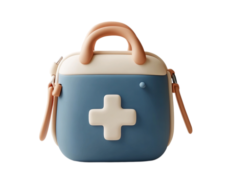 a blue and white first aid kit