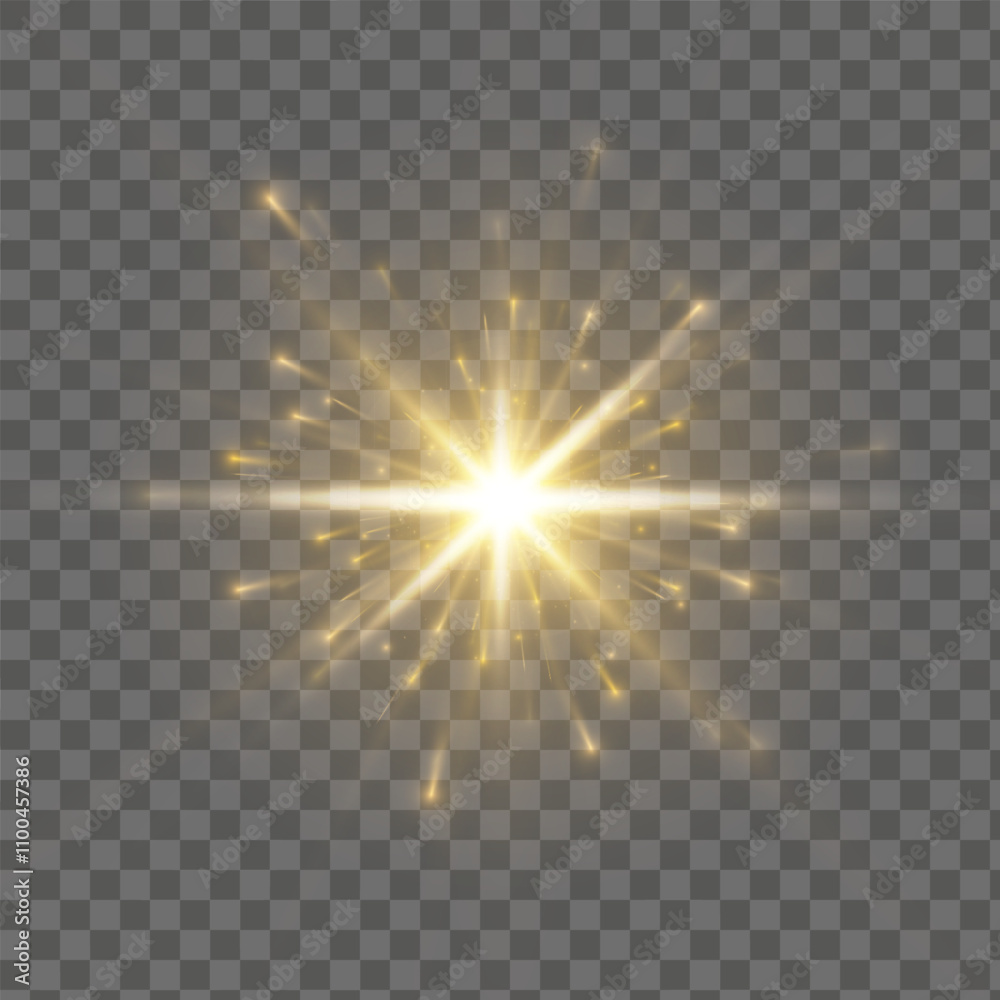 Poster abstract glowing golden vertical lighting lines on a dark background. bright light explosion of sun 