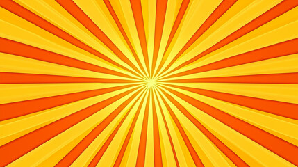 Fototapeta premium Retro background with rays, Background with bright yellow rays coming from the middle of the image, A bright orange and yellow pattern in the form of sunlight for the design of comic book or posters