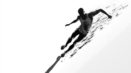 A male athlete in motion, capturing the essence of speed and determination against a minimalist backdrop.