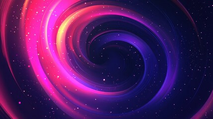 Fototapeta premium Swirling neon galaxy with glowing stars in comic style set in dark space