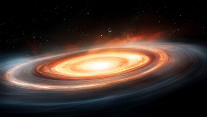 A vibrant depiction of a swirling galaxy in deep space.