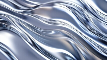 A stunning close-up of flowing metallic waves, showcasing a sleek and reflective surface.