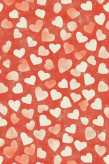 Seamless Pattern of Small White Hearts on Vibrant Red Background for Romantic Design Projects
