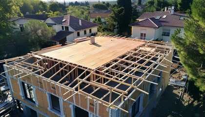Start of construction and construction of the roof of a new house