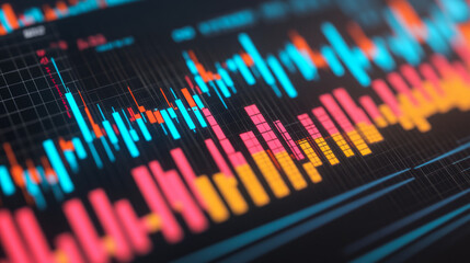 Colorful financial data graphs with dynamic patterns