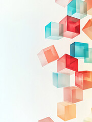 Obraz premium An airy display of translucent pastel cubes arranged in a floating formation, highlighting modern minimalism and abstract design.