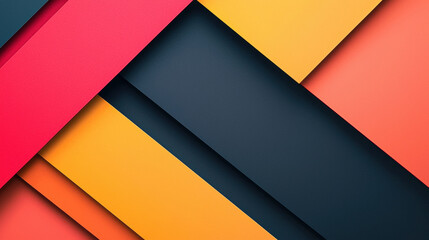 Abstract geometric composition with vibrant diagonal stripes in bold colours of red, orange, and blue on a dark backdrop.