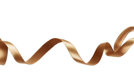 Elegant brown satin ribbon swirls on transparent background