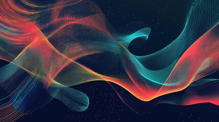 Fototapeta premium Abstract digital waves in vibrant colors create a dynamic visual experience.