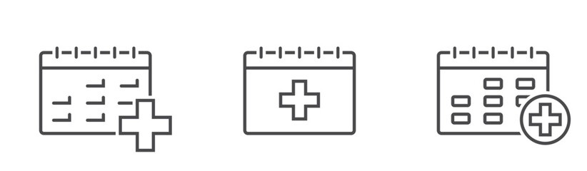 Obraz premium Medical exam line icons. Health care schedule reminder. Isolated vector images in simple style