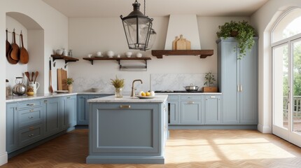 Modern French Country Kitchen Wide Shot