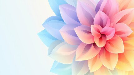 An abstract floral design with layered petals in pastel gradients, exuding elegance and creativity.