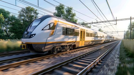 Obraz premium the train is moving along the rails.