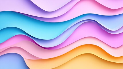 Obraz premium Colorful abstract waves of pastel hues in blue, pink, and yellow create a serene and modern feel.
