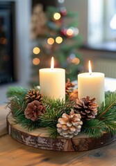 Christmas wreath with candles.