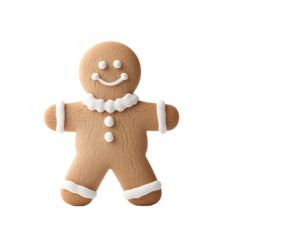 a gingerbread man with white frosting