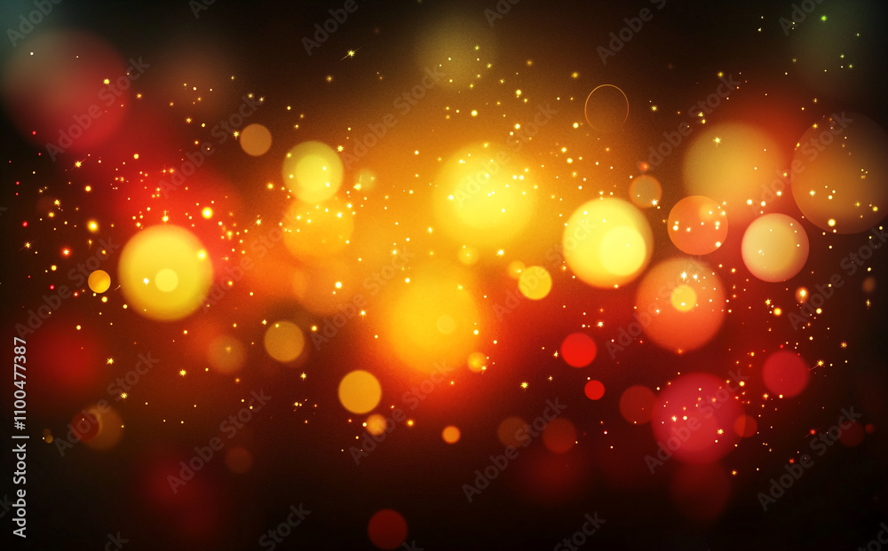 Poster colorful light bokeh creating a vibrant atmosphere for celebrations or events in a dark setting