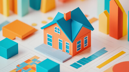 不動産投資と市場データのイラスト