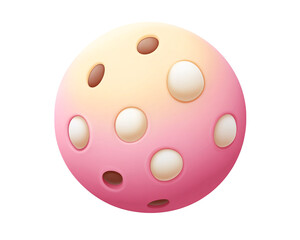 a pink and white ball with holes