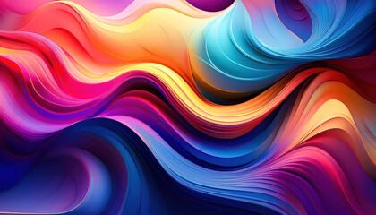 Fototapeta premium A vibrant 3D abstract design showcasing smooth, flowing lines and soft gradients in dynamic colors. Perfect for modern backgrounds, artistic projects, and visual appeal with a contemporary touch.