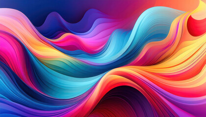 Obraz premium A vibrant 3D abstract design showcasing smooth, flowing lines and soft gradients in dynamic colors. Perfect for modern backgrounds, artistic projects, and visual appeal with a contemporary touch.