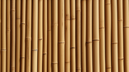 Naklejka premium Natural concept background, beige bamboo stems wall or fence, decorative, vertical planks, banner with texture pattern, organic eco-friendly material