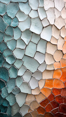 Earth-toned mosaic of interlocking shapes with textured edges, inspired by natural patterns and geometry.