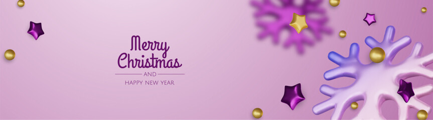 Obraz premium Christmas winter festive composition. Colorful Xmas background realistic 3d decorative design objects, christmas tree, gift boxes, xmas ball, gold confetti. Happy New Year. Vector illustration