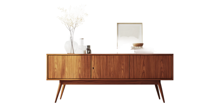 Interior Furniture - Wooden commode with decorations isolated on a transparent background, PNG file - Powered by Adobe