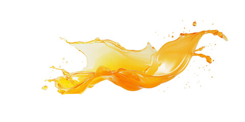 Orange juice splash isolated on a transparent background, PNG file