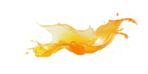 Orange juice splash isolated on a transparent background, PNG file