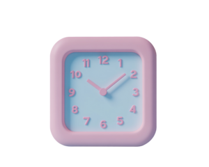 a pink and white square clock