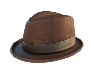 a brown hat with a band