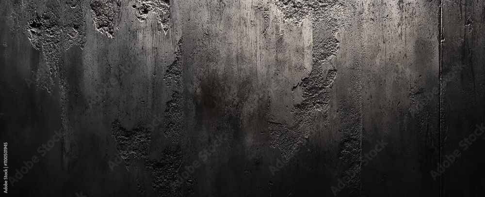 Poster Textured concrete wall with abstract patterns reflecting light in an urban setting