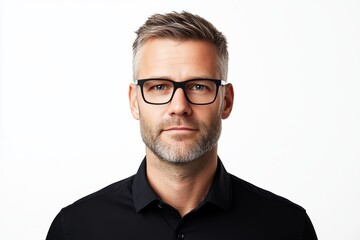 Obraz premium A man wearing glasses and a black shirt