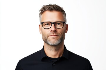 Obraz premium A man wearing glasses and a black shirt
