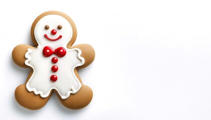 Fototapeta premium gingerbread man or woman is a biscuit or cookie usually in the shape of a stylized human being, although other shapes, especially seasonal themes - Christmas, Halloween, Easter - isolated on white
