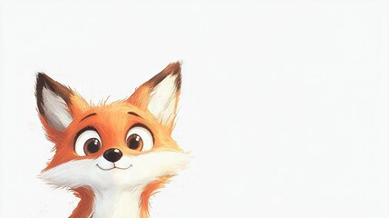 Fototapeta premium A drawing of a surprised red fox with wide-open eyes