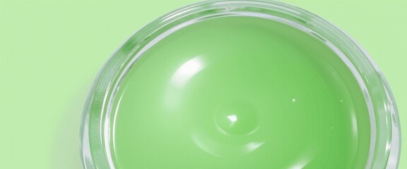 Vibrant Green Gel in Clear Container with Copy Space