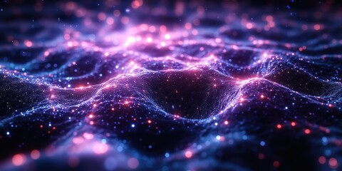 Obraz premium Abstract glowing particle wave background.