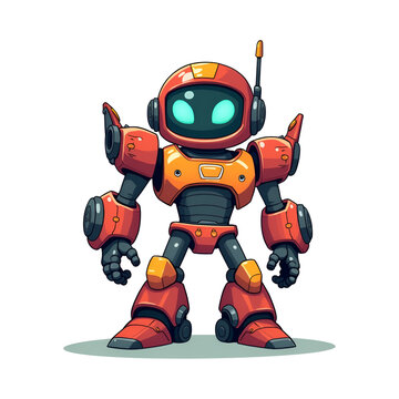 red robot standing, cartoon style clip art preview
