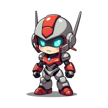 red robot character standing, cartoon style clip art preview