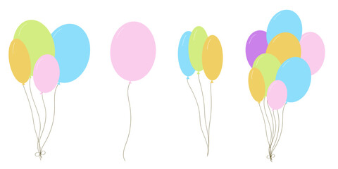 Set of different balloons. Good for cards, events, posters. Flat design vector.
