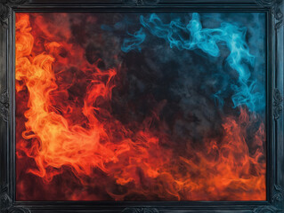 Fototapeta premium Cobalt Frame with Fog and Fire Shimmering