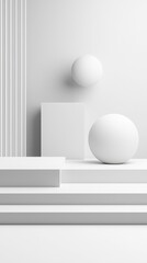 Abstract geometric composition featuring white tones modern art studio digital artwork minimalist environment aerial view contemporary design concepts for enhanced aesthetics