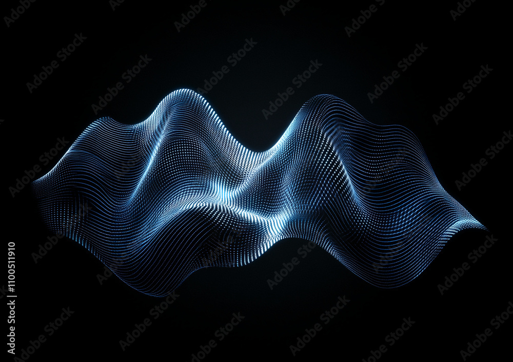 Poster Abstract wave patterns in blue and black create a mesmerizing visual experience