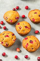 Sweet Homemade Cranberry Muffins in a Pan