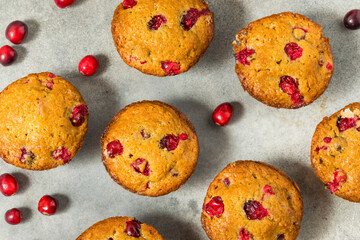 Sweet Homemade Cranberry Muffins in a Pan